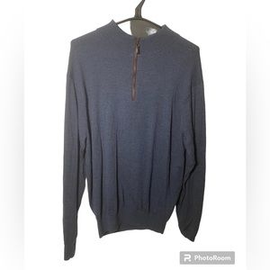 Peter Milar 100% Merino Wool men’s 1/4 zip pullover | XL | Blue